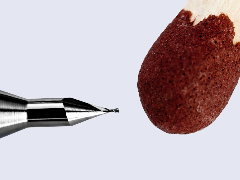 Fräser LPKF HF32 EM RF 0025 VHM Grössenvergleich Zundholz